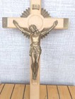 Vtg  Crucifix 12 5  1960s Mid Cent  Wall Cross Religious Christian Plastic Clean