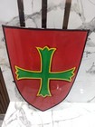 Medieval Knight Templar Heater Shield Green Cross Battle Armor Crusader