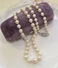 Vtg 14k W Gold Genuine Akoya Cream White Pearl 8 5 4 5mm Graduated 19    Necklace
