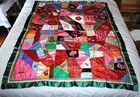 Vintage Satin Crazy Quilt Top 48  X 62  Hand Stitched 50 Embroidered Panels 