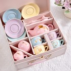 Porcelain Tea Set For Girls Kids - 13pcs Pastel Tea Party Set With Gold Unico   