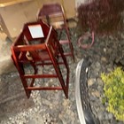 Thunder Group Walnut Finish Wood High Chair W  Safety Harness Strap