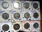 Run Of 16  1950-1967  Canadian Silver 50 Cent Coins Bu-choice Bu- Proof Like  F3