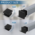 20 Pack End Cap Square Tubing Black Plastic Plug  For End Caps For Metal Tubing 