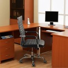 Furmax High Back Pu Leather Office Chair Ribbed Executive Swivel Chair Black