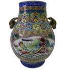 8   chinese Famille Rose Dragon Vase Deer Head Handles Enamel Porcelain Qianlong