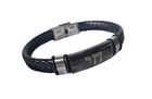 New Black Braided Leather Bracelet Jewish Hebrew Chai Life Made Israel Judaica