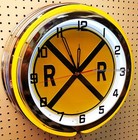 19  Railroad Crossing Double Neon Clock Rail Road