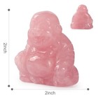 Rose Quartz Crystal Buddha Statue 2 Inch Hand Carved Pocket Sitting Maitreya    