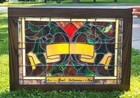 Antique Stained Glass Church Windows Set Of Three Multicolor Leaded Slag Floral