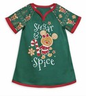New Disney Store Minnie Mouse Gingerbread Cookie Nightshirt Pjs Christmas Girl 