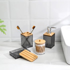 Clear Gray Bathroom Accessories Set 6pcs bamboo Decor Grey