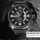 Men s Sports Date Ring Window Leather Band Waterproof Quartz Analog Wrist Watch