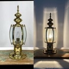 Rewired Vtg Brass Table Lamp Porch Light Rustic Cabin Lodge Nautical Lantern