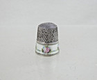 Superb Antique Sterling Silver Enamel Thimble American Early 20th Century Size 8