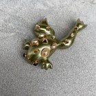 Vintage Replica Pin Made In Italy Frog Pearlized Sage Gold Metal   Pearls 2 5 8 