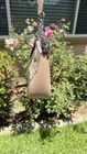 Coach Signature Logo Beige Tan Small Shoulder Bag Chain Strap Zip Hangtag