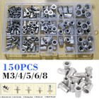 150pcs Rivet Nut Flat Head Threaded Insert Aluminum Rivet Nutsert Set Kit