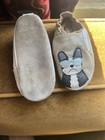 Robeez Baby Slip-on Leather Slippers Gray Dog Appliqu   Suede Sole 12-18m