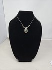 Vintage Sterling Silver Beaded Necklace With Turquise Stone Pendant 16 Inches