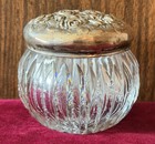 Antique F b 925 Sterling   Glass Trinket Box Jar   Large Sterling fine Powder
