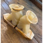 Vintage Hand Carved Onyx Siesta Bookends Mexican Sombrero Figures Stone Decor