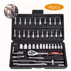 46pcs Socket Set Car Repair Tool Ratchet Torque Wrench Kit 1 4  Drive With Box