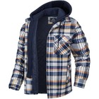 Men s Plaid Hooded Coat Winter Warm Button Zip-up Jacket Fashion Casual Thick Pa
