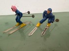 Barclay Manoil Downhill Ski Lead Figure Blue Set 2 Male Female Usa Olympics 50 s