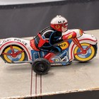 Vintage Old Tin Toy Friction Military Police Bike Motorcycle Made In Japan