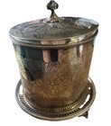 Antique Silverplate Biscuit Warmer biscuit Barrel W lid Ornate Floral Engraving