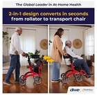 Drive Medical Nitro Duet Dual Function Foldable Rollator Walker   Wheelchair-red