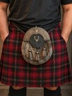 Skin Leather Sporran With Stag Badge Buckle And Chain