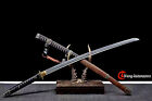 Rosewood Tachi Sharp Japanese Samurai Katana Sword Clay Tempered Folded Steel