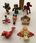 Lot Of 8 Vintage Wooden Christmas Ornaments Angels Nativity Jesus Bird Frog