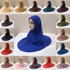 Plain Pray Cotton Hemp Hijab Muslim Instant Hijab Scarf Islamic
