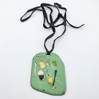 Vintage Enamel Copper Abstract Modernist Pendant Large Signed Lab