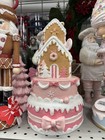 New Christmas Pastel 2 Tier Cake With Gingerbread House And Coquette Bows