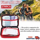 279 Pack First Aid Kit Easy Access Carrying Case All Purpose Emergency Survival