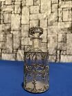 Vintage Victorian Filigree Silvertone Holy Water Bottle   Stopper Great Cond