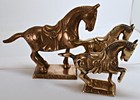 Vintage Brass Plate Horse Bookends Pair Equestrian Western Heavy Metal Home Deco