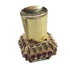 Vtg 1950s Gold Tone Filigree Pink Rhinestone Miniature Perfume Bottle Empty 