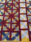 Antique 1890-1910 Patchwork Quilt Scrap Primitive Stored Unused Indigo Cheddar