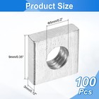 100pcs M5x9mmx3mm Square Nuts  Carbon Steel Zinc Plated Coarse Thread Nuts
