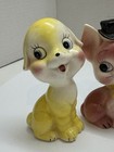 Vintage Kitsch Piggy Puppy Dog Cat Hat Kitten Ceramic Animal Japan Big Eye Lot 5