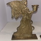 Pair Of Vintage Solid Brass Angel Silhouette Candle Holders Bookend 9 tall India
