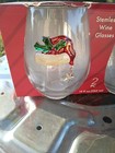 X2 Christmas Rhinestone Gold Reindeer Stemless Wine Glass Set Deer Holidays New
