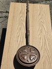 Vtg  Copper wood Handle Bed Warmer Base With 4 Heart Pattern 