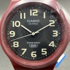 Casio Mq-24 Watch Men 34mm Black Dial Red Tone Round Resin Plastic
