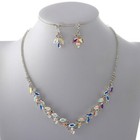 Silver Tone Metal Rhinestone Necklace Earring Set S20161-sab